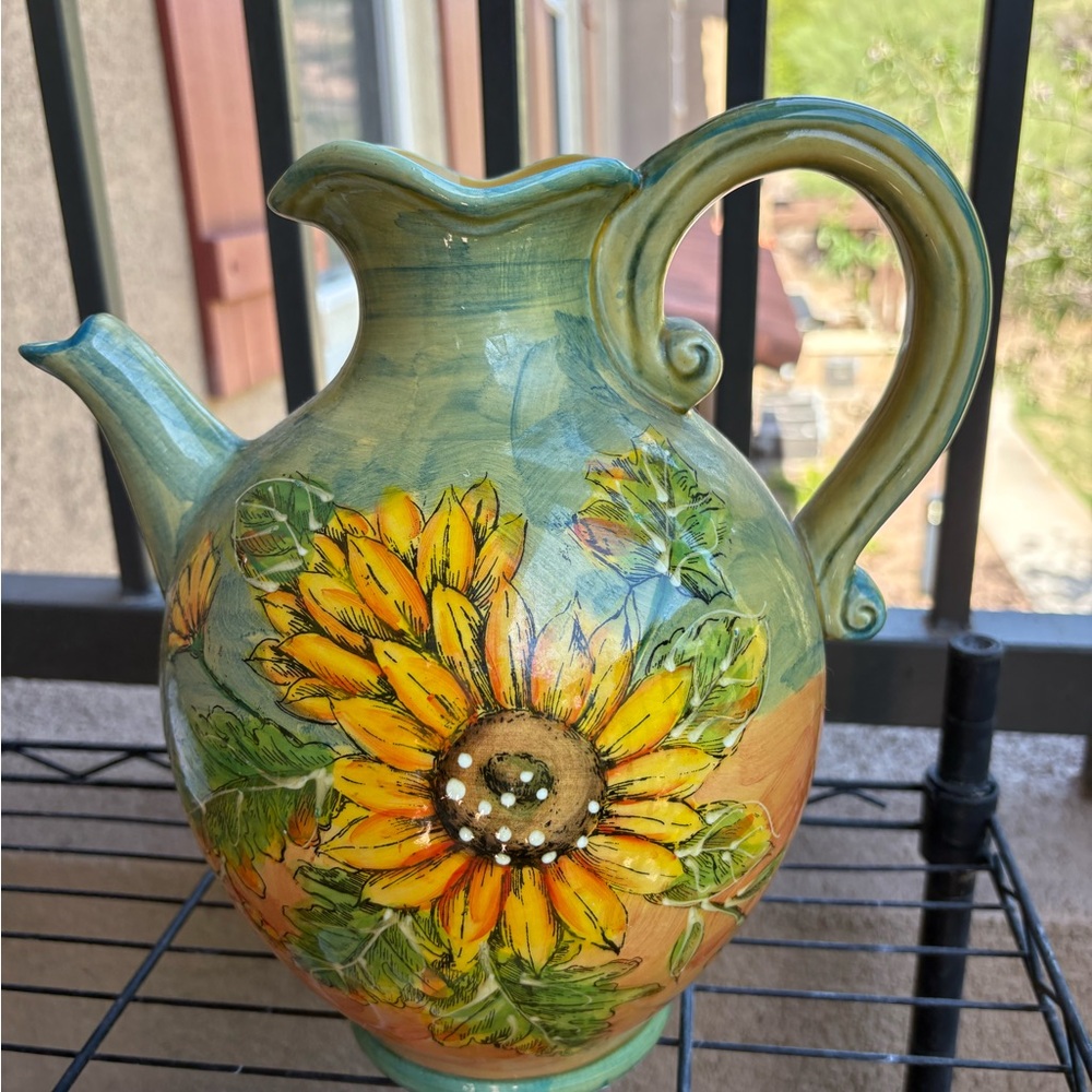 Handcrafted Sunflower Ceramic Pitcher